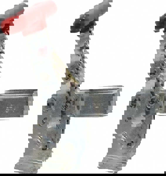 Manual Hold-Down Toggle Clamp: Vertical, 375 lb Capacity, U-Bar, Flanged Base